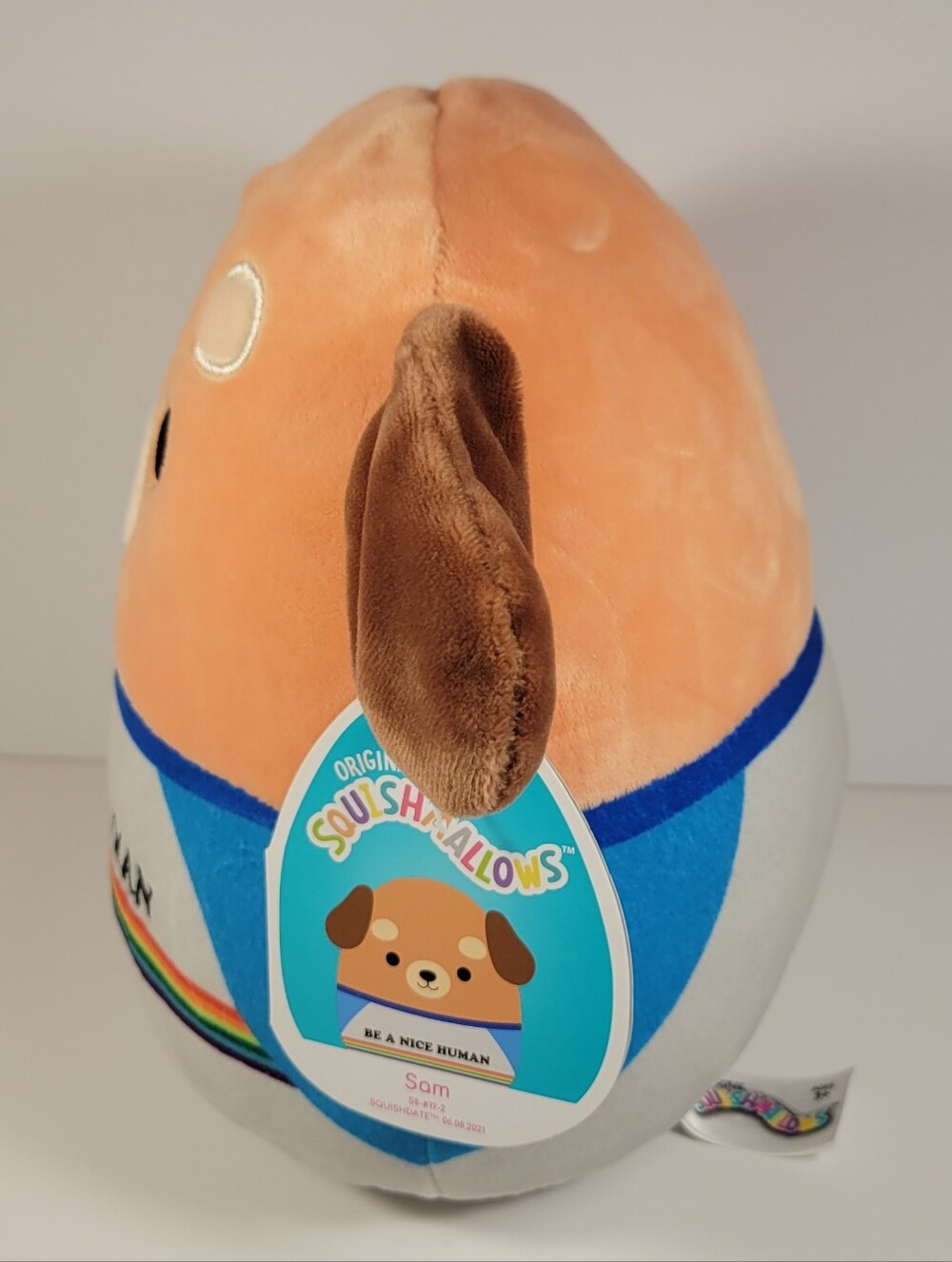 Squishmallows Sam The Dog 8" Plush, Brown Dog In T-Shirt - Picture 2 of 13